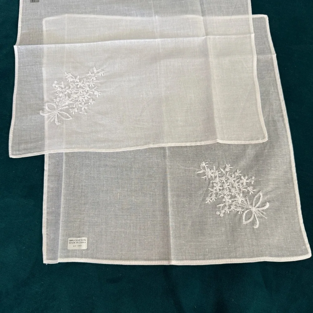 Vintage Crochet‎ Lace Doilies Set 4 Handcrafted Floral Embroidered Handkerchiefs
